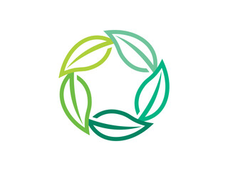 Circular Leaf logo gradient colorful design illustrations