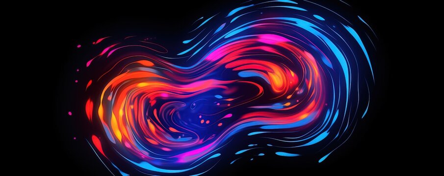 Colorful abstract neon fingerprint on black background. Swirling lines design. Glowing ID wallpaper - Powered by Adobe
