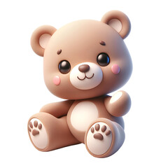 Cute 3D teddy bear isolated on a white background