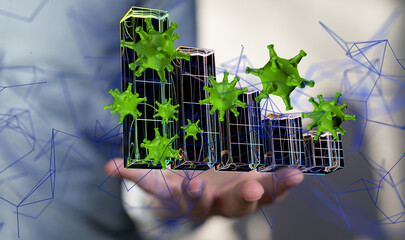 virus Futuristic wave, Futuristic data stream - neural network exposure digital