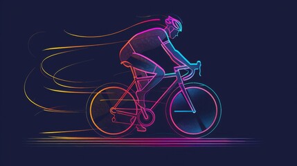 Fototapeta premium Dynamic Neon Cyclist in Motion