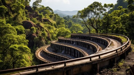 Fototapeta premium A section of curved railway track