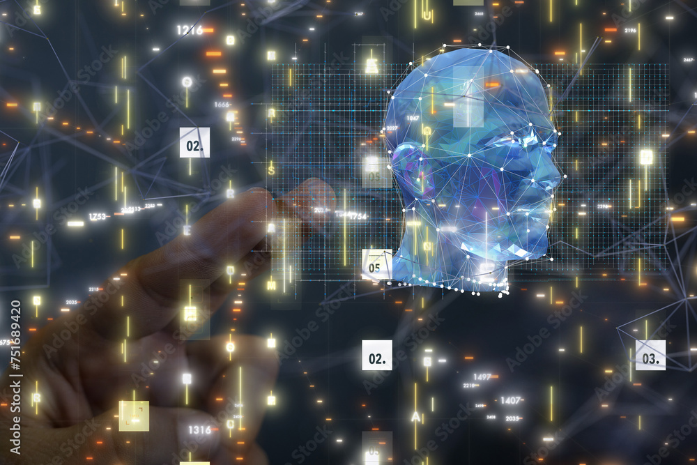 Aufkleber digital medical futuristic interface 3D rendering - neural network exposure digital