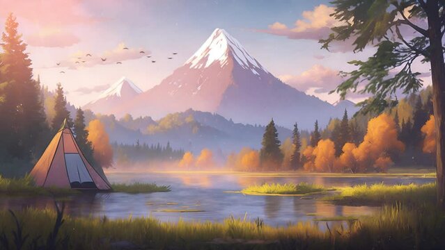 Animated Vtuber Twitch Streamer Background of Summer Camping Trip
