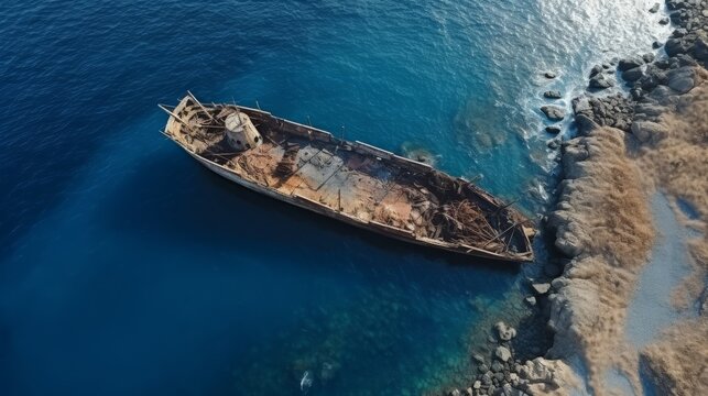 Shipwreck.. The ship crashed on the coastal cliffs