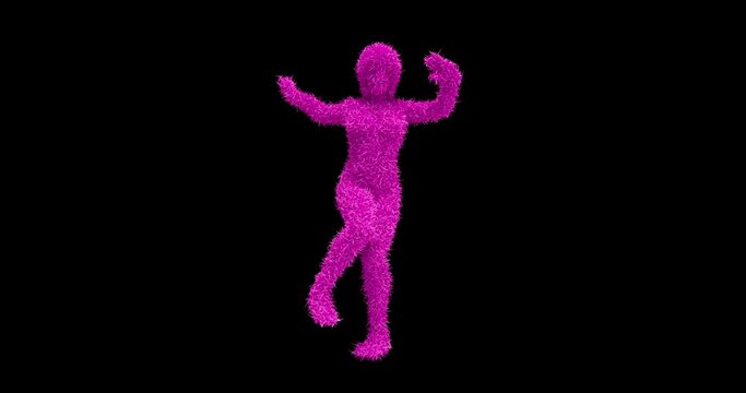 Energetic Funny Happy Furry Female Character Dancing On Stage. Loopable With Luma Channel. Dance And Entertainment Related 3D Abstract Animation.