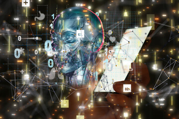 digital medical futuristic interface 3D rendering - neural network exposure digital