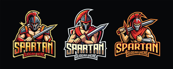 spartan esport gaming logo. set of spartan warrior mascot design © Nurjen