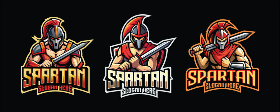 spartan esport gaming logo. set of spartan warrior mascot design