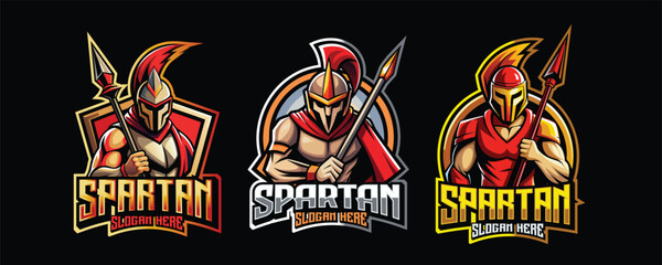 spartan esport gaming logo. set of spartan warrior mascot design © Nurjen