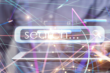 Neural network 3D illustration. Big data and cybersecurity