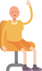 Bald Man Character Sitting on Chair
