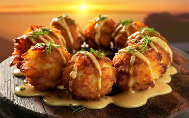 Capture the essence of Hushpuppies in a mouthwatering food photography shot