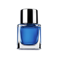 Blue nail polish bottle, isolated on white background