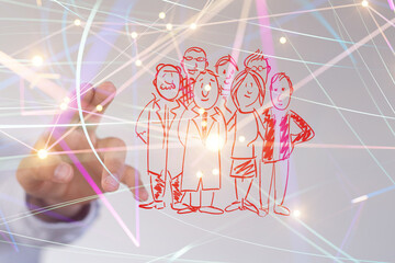 Global network. Blockchain. 3D illustration. Neural networks and artificial intelligence. Abstract