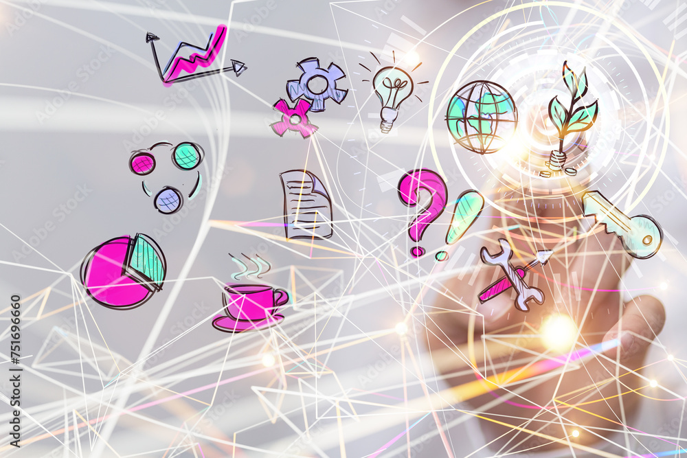 Poster abstract technology group and data 3d
