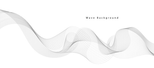 Abstract wave element for design. Digital frequency track equalizer. Stylized line art background. Vector illustration. Wave with lines created using blend tool. Curved wavy line, smooth stripe.