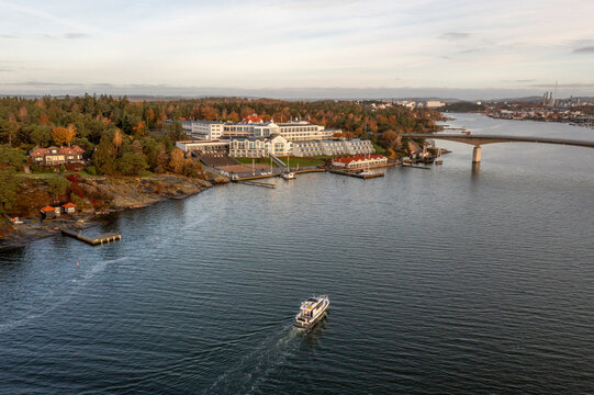 Yacht back at the marina from above