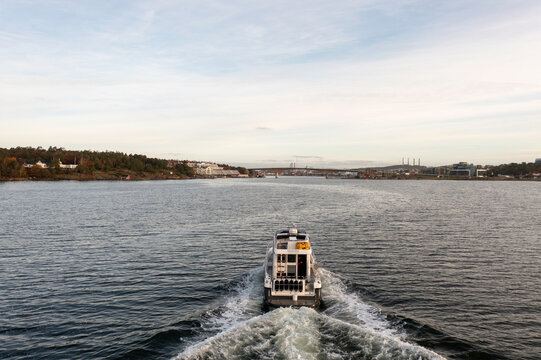 Fishing boat on the river in Scandinavia