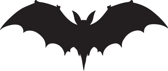 Bat Silhouette Vector Illustration White Background