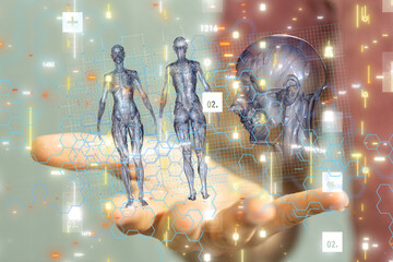 digital medical futuristic interface 3D rendering - connection