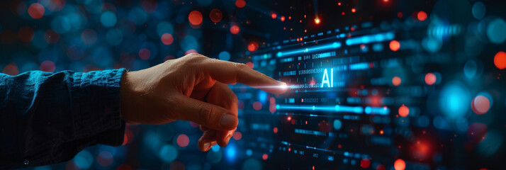 Obraz premium Engaging with Artificial Intelligence: Interaction on Virtual Screen