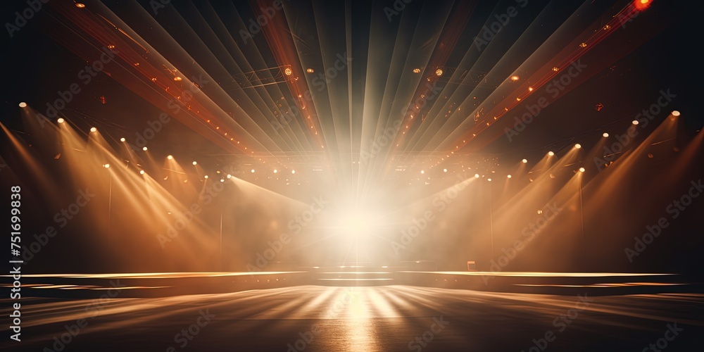 Aufkleber event stage light background with spotlight illuminated stage for performance show. empty stage with