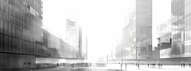 Fototapeta premium The Gray Scale Metropolis: Urban Design Unveiled