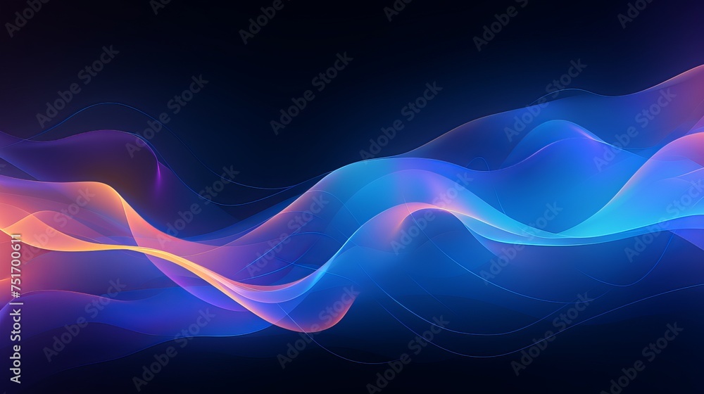 Poster vector background depicting artificial intelligence with a turbulence flow trail, presenting a futur