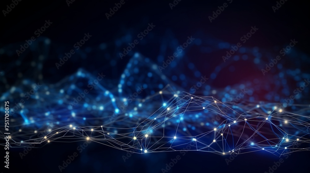 Poster vector depiction of ai neural networks with fiber optics lights, representing technological concepts