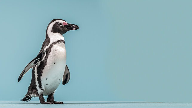 Pinguim Africano isolada no fundo azul - Papel de parede