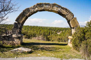 Fototapeta na wymiar Blaundos Antique City is 40 km from Sulumenli, Usak. The city, which is close to the Phrygian border in the Lydian Region, was founded by the Macedonians after Alexander the Great's expedition 