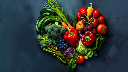 fresh vegetables in heart shape