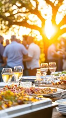 Group of Friends and Family Enjoying Outdoor Barbecue, Picnic, and Casual Backyard Games, Emphasizing Social Connections Concept