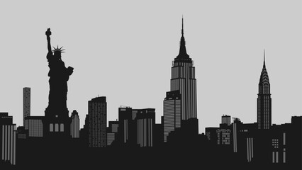 Fototapeta premium New York City Skyline. Silhouette vector background 