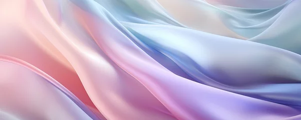 Poster Abstract pastel blowing silk fabric. Gusting delicate scarves. Iridescent curtains billowing in the wind. © Svitlana