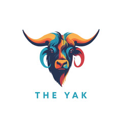 Colorful Wild yak logo. Yak Head Silhouette logo design inspiration