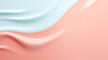 Abstract Coral Pink Paint with Pastel Blue Background. Creative Composition with Copy Space.