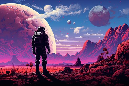 a astronaut standing in a desert