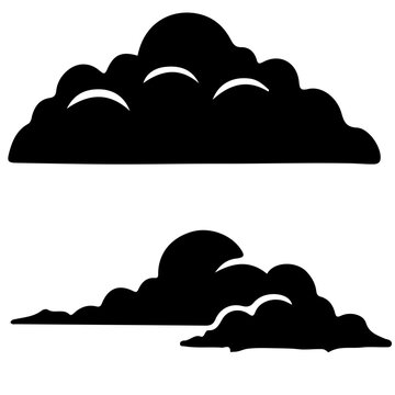 set of silhouettes of clouds	