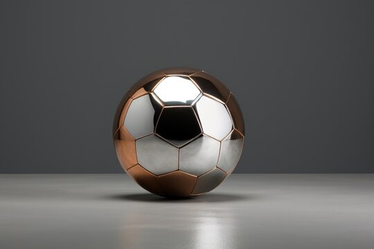 a shiny silver and gold football ball