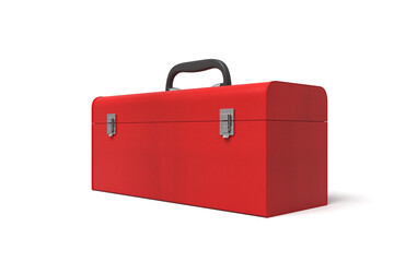 Red toolbox closed on a plain backdrop