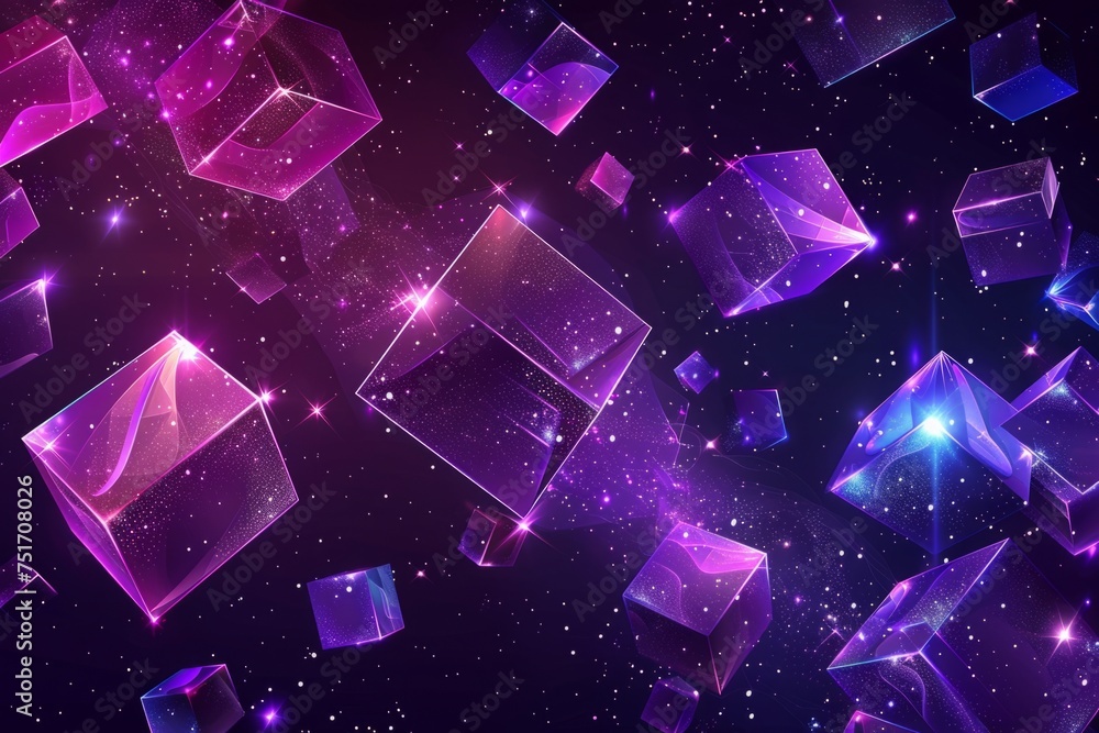 Poster background showing various cubes and stars generative ai