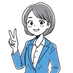 rofessional Woman with Raised Hand - Minimalist Illustration