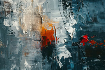 Modern artwork, abstract paint strokes, oil painting on canvas. Dark artistic brush daubs and smears.