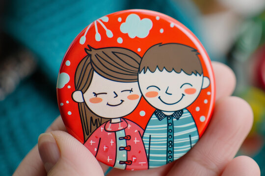A magnet with a cartoon of a couple and a punny joke