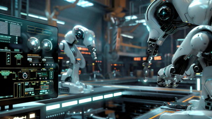 Fototapeta premium The Future of Work: Human-Robot Collaboration in Industrial Settings