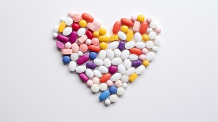 Pills arranged in heart pattern