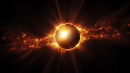 A star radiates immense power as it releases solar flares into the surrounding cosmic void