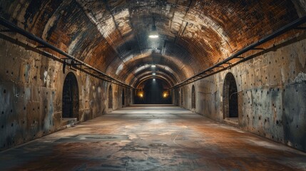 Obraz premium A blank closed underground hall, exuding mystery and concealed potential. What secrets lie within this secluded space